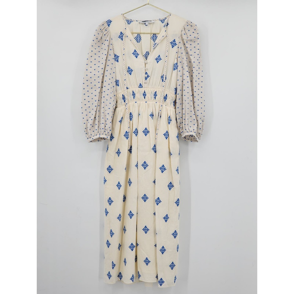 Hunter Bell Clementine Dress Blue Medallion Cream Size Small NWOT - Picture 2 of 8
